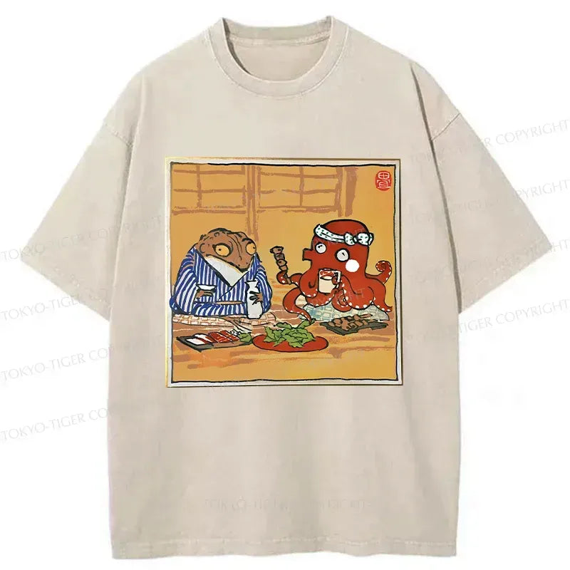 Kyoto-Lion Monster Gathering Funny Washed T-Shirt