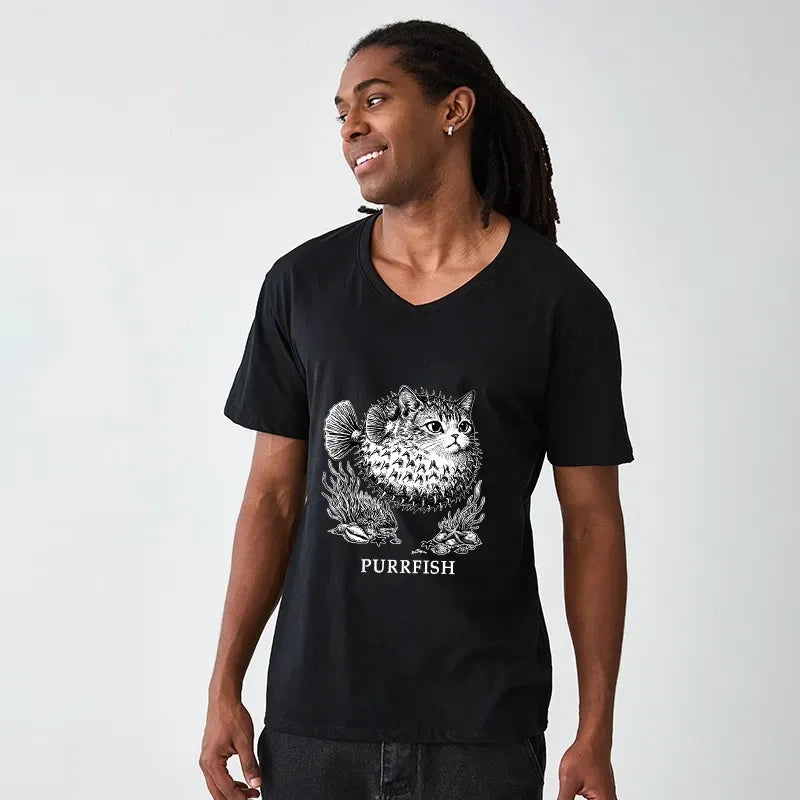 Cute Cat Head Cotton T-Shirt Best Seller