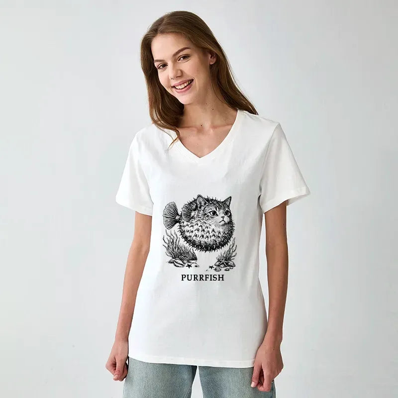 Cute Cat Head Cotton T-Shirt Best Seller