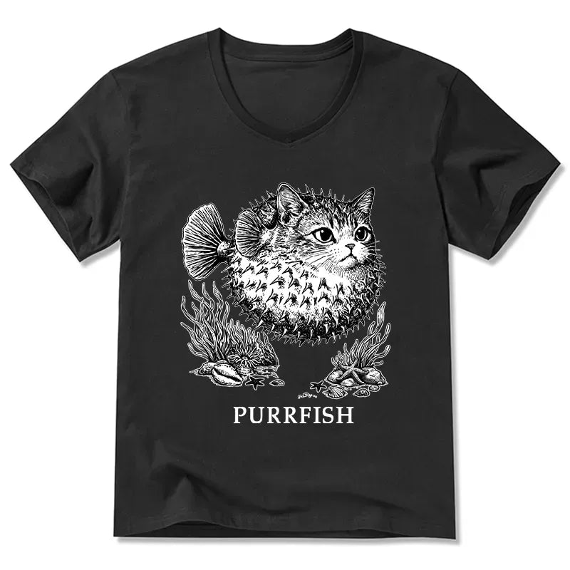 Japanese Ukiyo-e Cat Head V-Neck