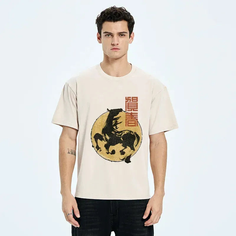 2026 year of the horse Japan washed t-shirt