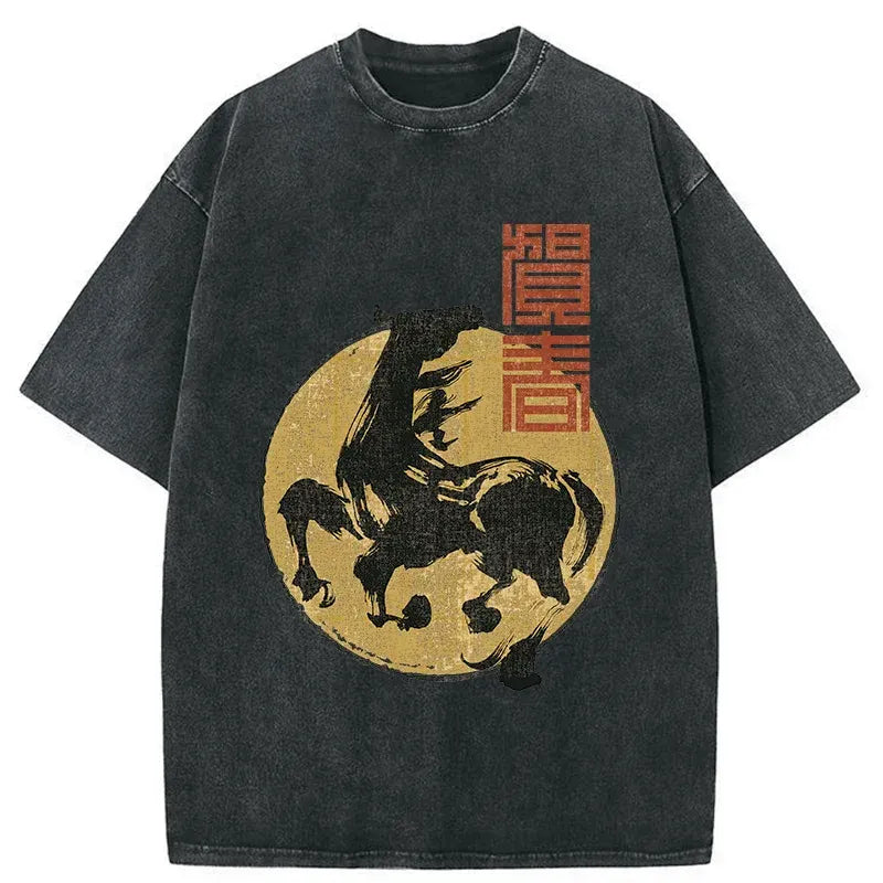 Kyoto-Lion 2026 Year Of The Horse Japan Washed T-Shirt