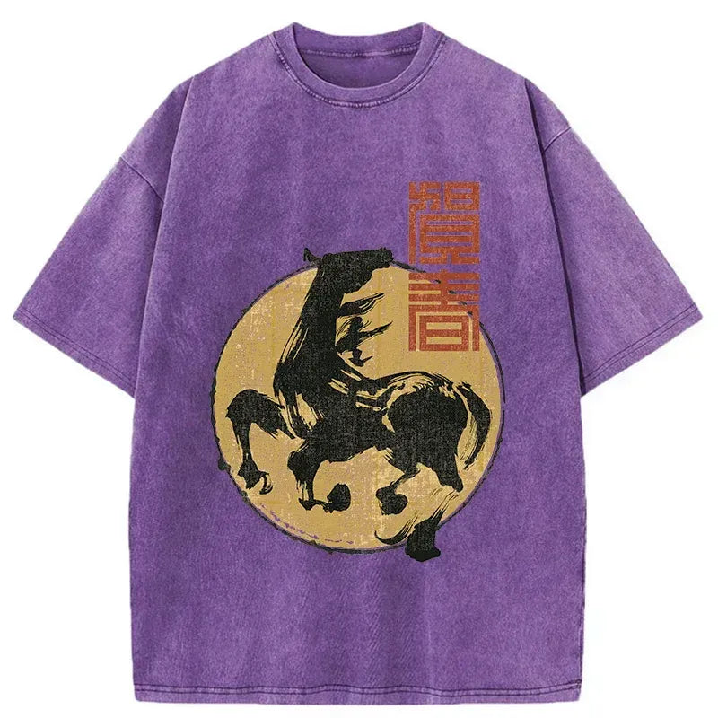 Kyoto-Lion 2026 Year Of The Horse Japan Washed T-Shirt