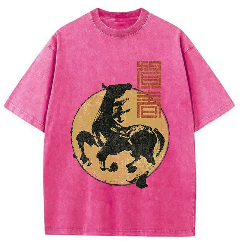Kyoto-Lion 2026 Year Of The Horse Japan Washed T-Shirt
