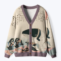Kyoto-Lion Whale Lords' Tea Time Ugly Cardigan Sweater