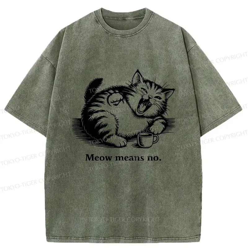 Japanese Laughing Cat Washed T-Shirt