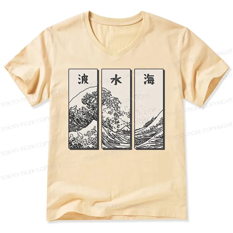Kyoto-Lion Japanese Art Wave V-Neck Classic T-Shirt