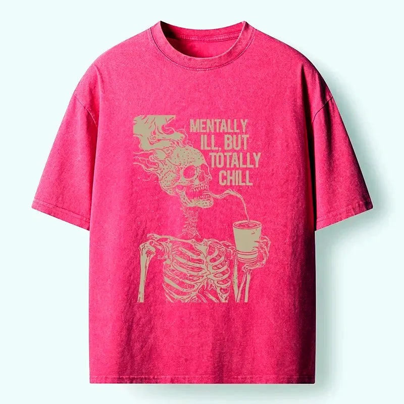 Tokyo?Tiger Funny Skeleton Chill Washed T?Shirt