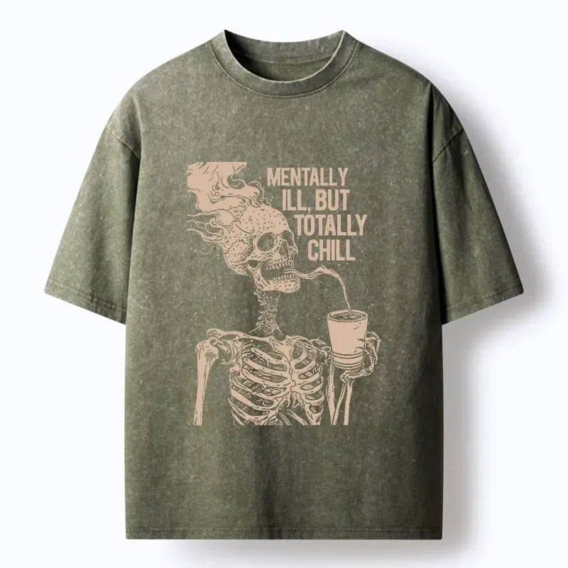 Tokyo?Tiger Funny Skeleton Chill Washed T?Shirt