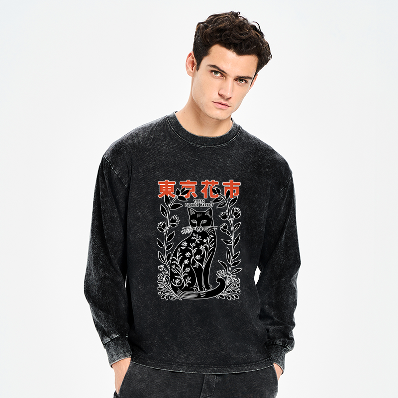 Kyoto-Lion Tokyo Flower Market Washed Long Sleeve T-Shirt