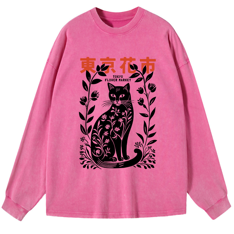 Kyoto-Lion Tokyo Flower Market Washed Long Sleeve T-Shirt