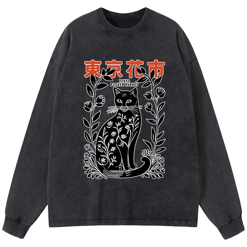 Japanese Flower Market Washed Long Sleeve T-Shirt
