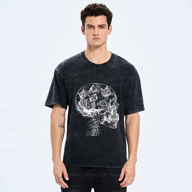 Washed unisex cat t-shirt on sale