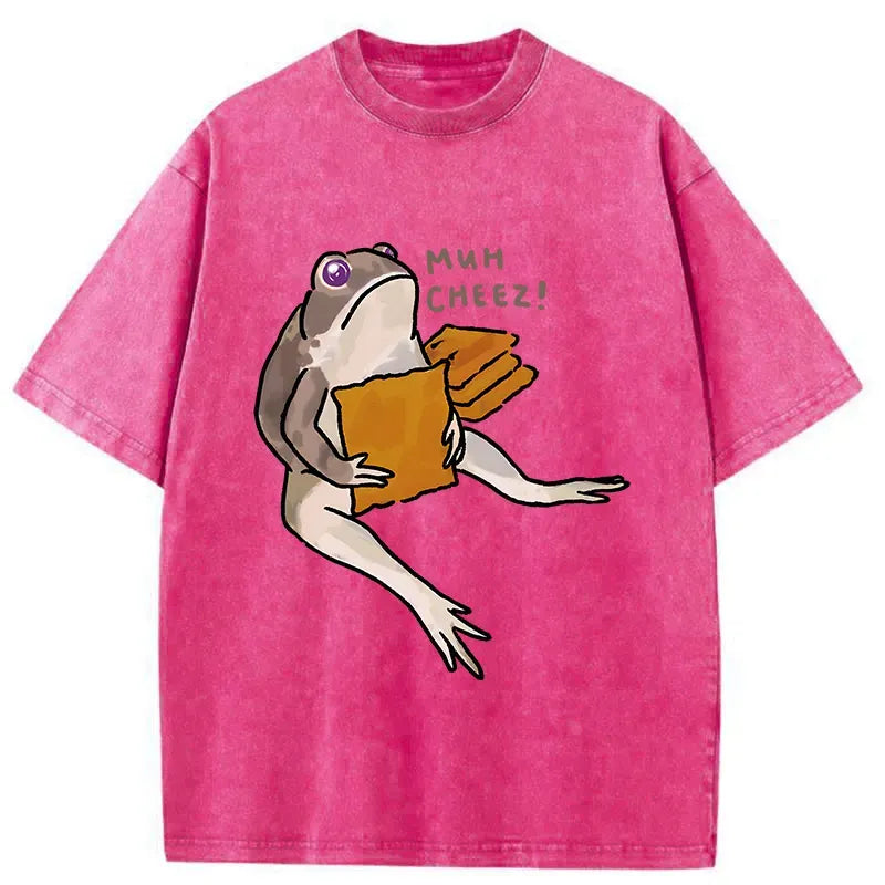 Japanese Frog Washed T-Shirt for Gift Idea