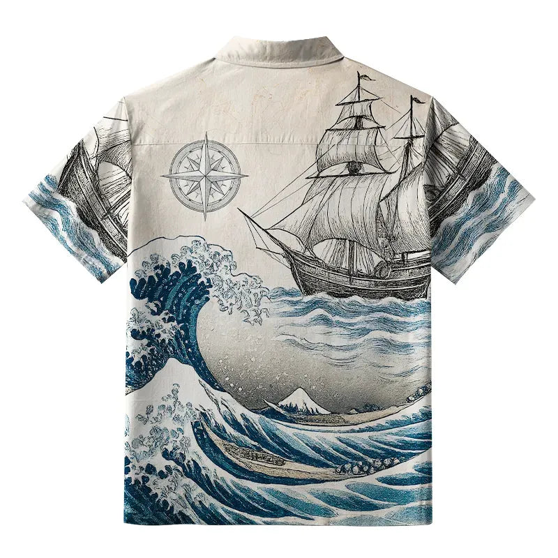Kyoto-Lion Ukiyo-e Shirt for Beach Vacation