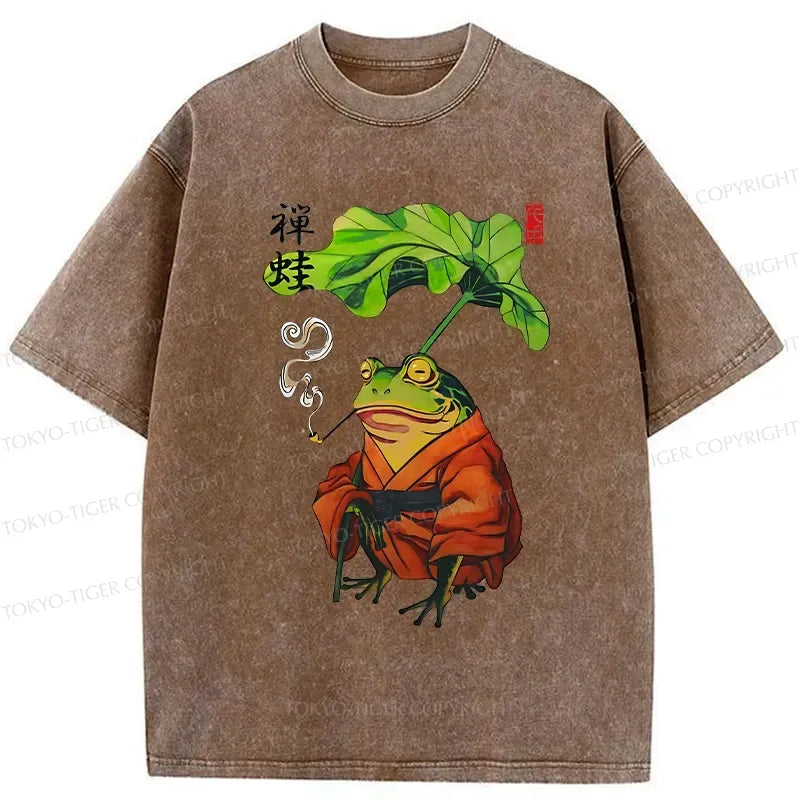 Kyoto-Lion Zen Frog Washed T-Shirt