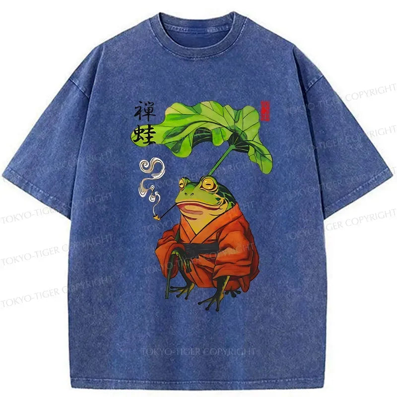Kyoto-Lion Zen Frog Washed T-Shirt