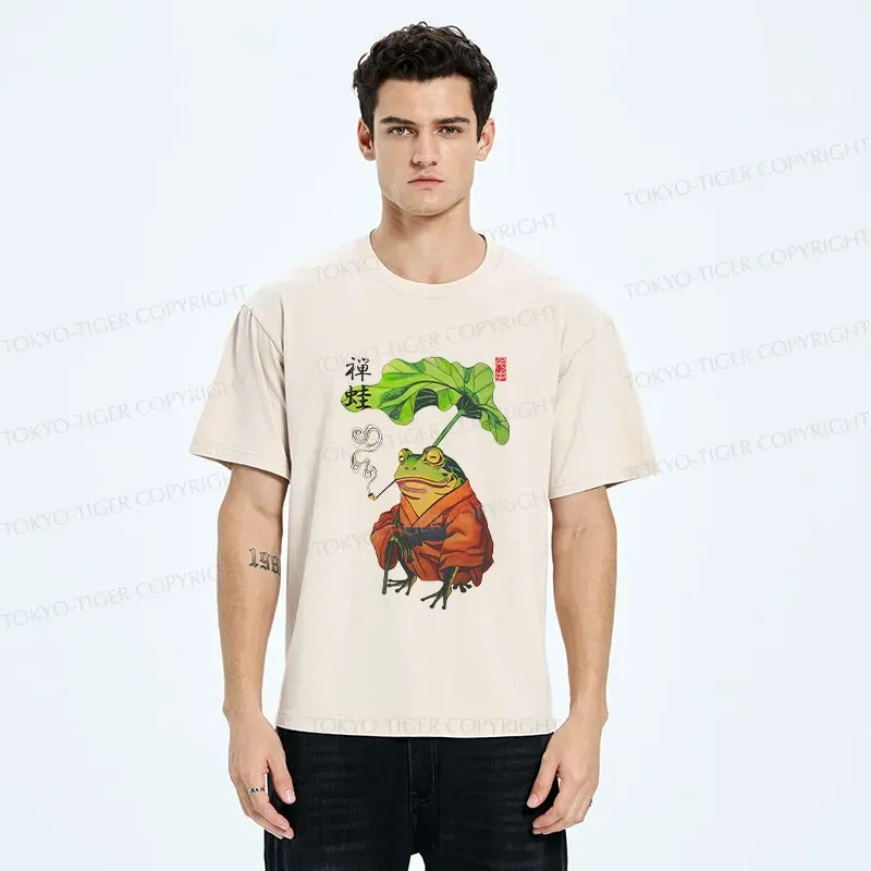 Kyoto-Lion Zen Frog Washed T-Shirt