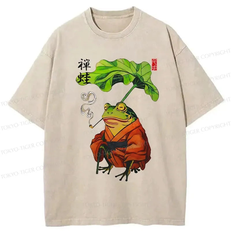 Kyoto-Lion Zen Frog Washed T-Shirt