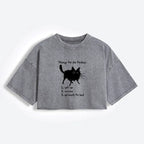 Lazy Cat Funny Meme Crop T-Shirt for Women