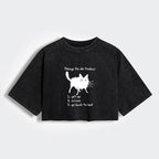Lazy Cat Funny Meme Crop T-Shirt for Women
