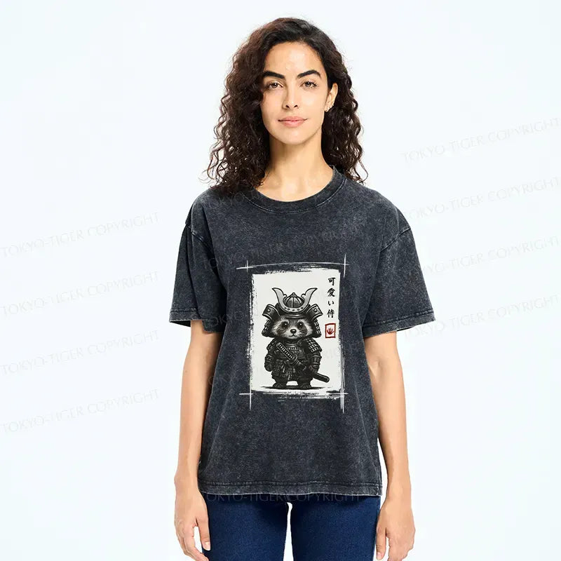 Washed Vintage Samurai T-Shirt for Streetwear