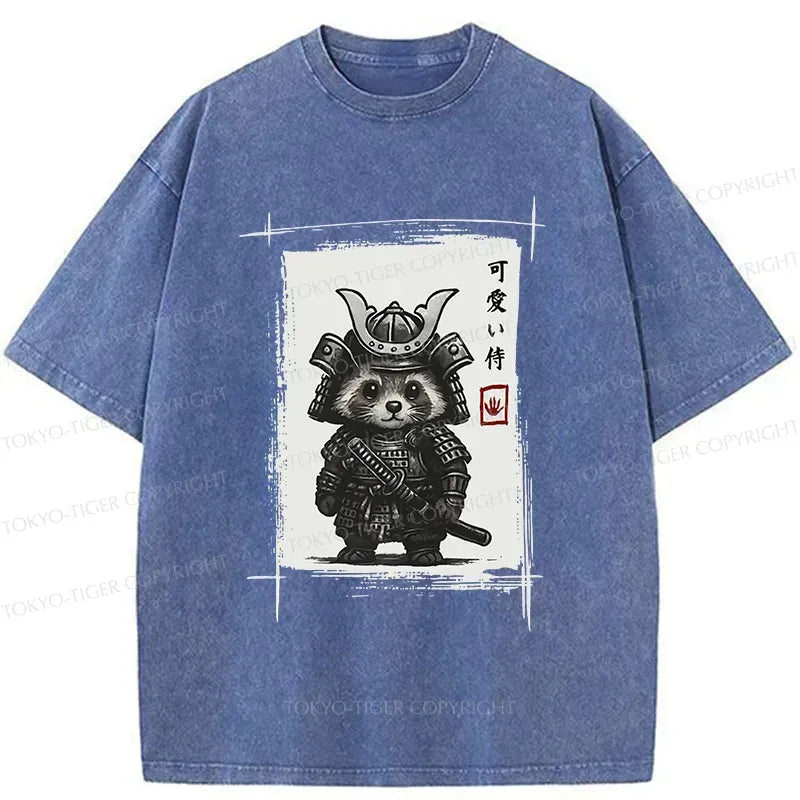 Washed Vintage Samurai T-Shirt for Streetwear