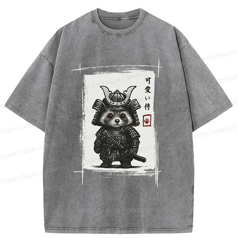 Washed Vintage Samurai T-Shirt for Streetwear