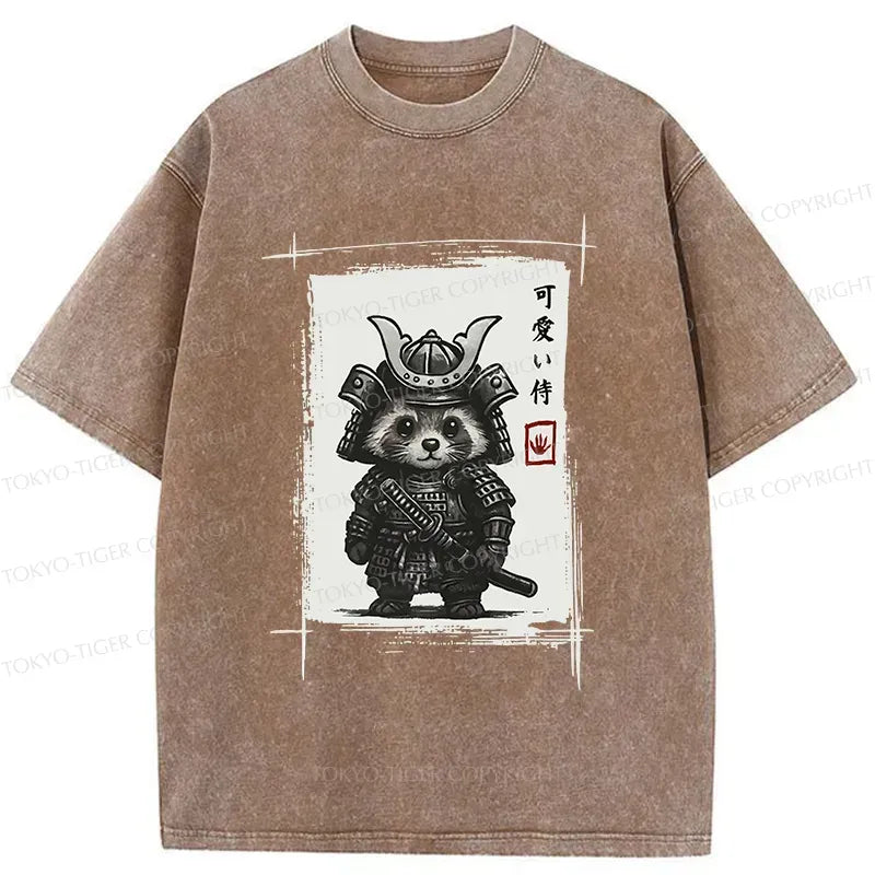 Washed Vintage Samurai T-Shirt for Streetwear