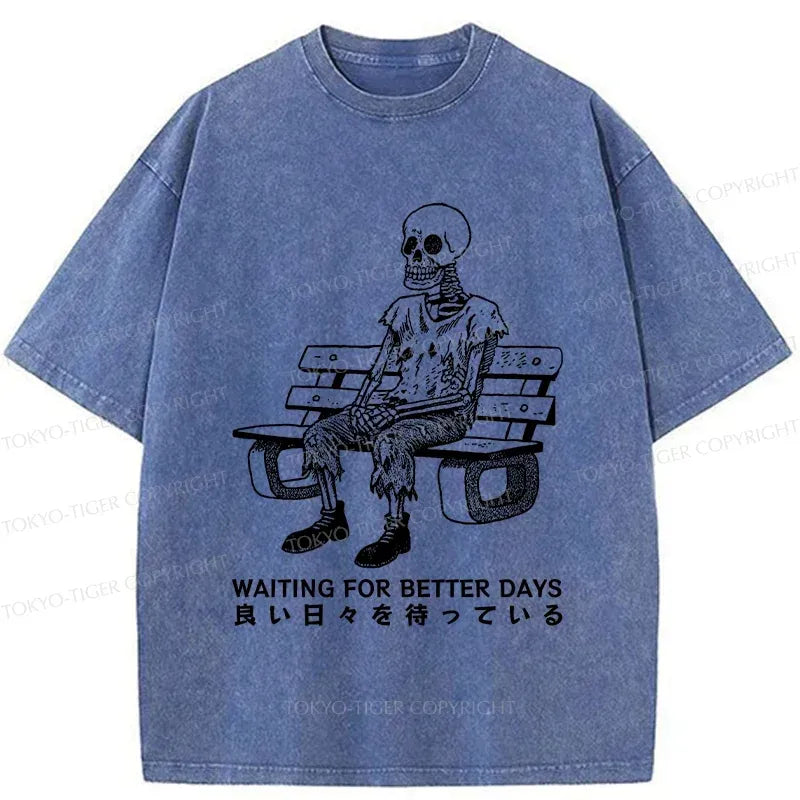 Kyoto-Lion Waiting Skeleton Washed T-Shirt