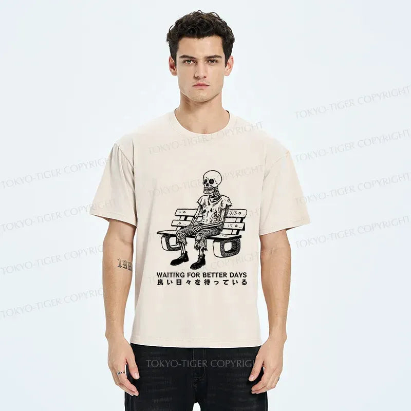 Washed Skeleton T-Shirt for Gift Idea