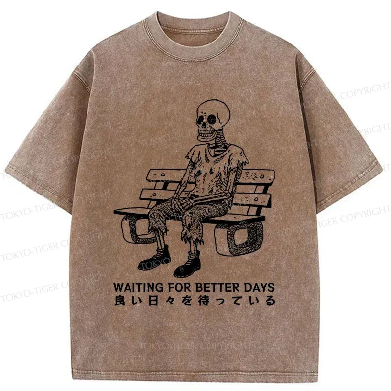 Kyoto-Lion Waiting Skeleton Washed T-Shirt