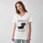Kyoto-Lion Dachshund Real Humor Funny Meme V-Neck Classic T-Shirt