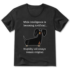 Kyoto-Lion Dachshund Real Humor Funny Meme V-Neck Classic T-Shirt
