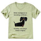 Kyoto-Lion Dachshund Real Humor Funny Meme V-Neck Classic T-Shirt