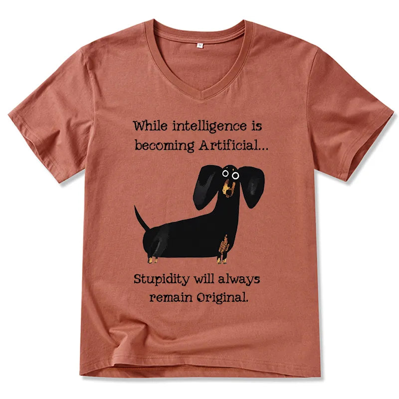 Kyoto-Lion Dachshund Real Humor Funny Meme V-Neck Classic T-Shirt