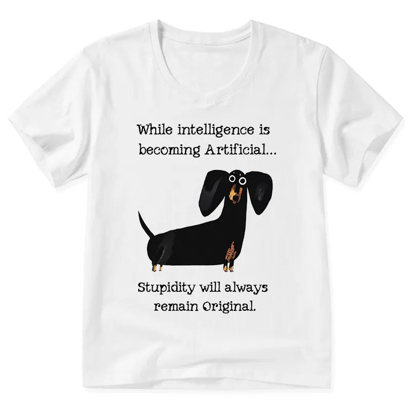 Kyoto-Lion Dachshund Real Humor Funny Meme V-Neck Classic T-Shirt