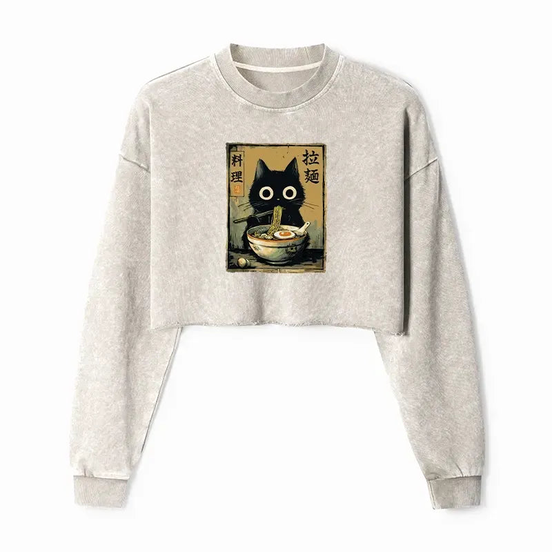 kyoto lion washed crop sweatshirt for women