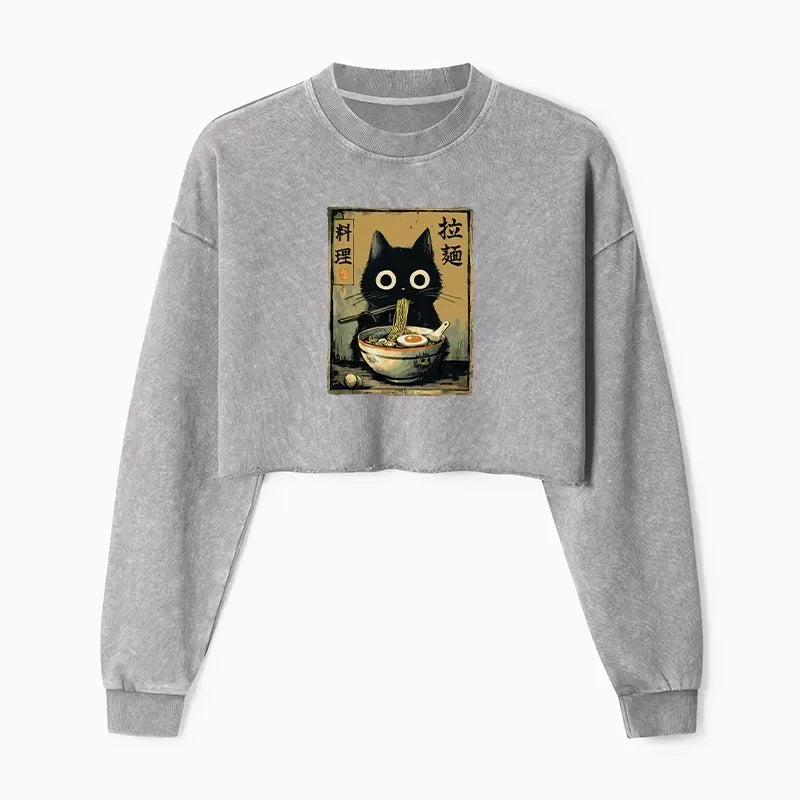 kyoto lion washed crop sweatshirt for women