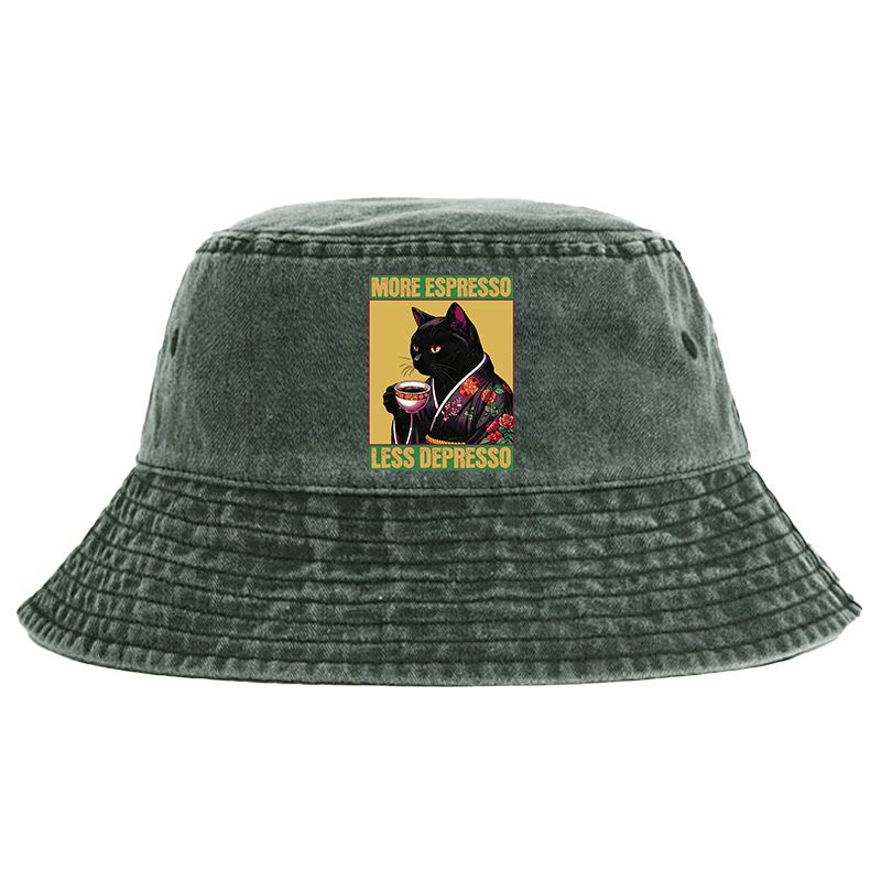 Kyoto-Lion Up Caffeine Down Depression Washed Bucket Hat