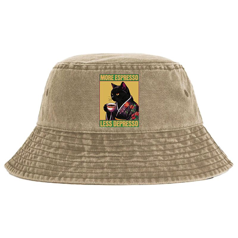 Kyoto-Lion Up Caffeine Down Depression Washed Bucket Hat