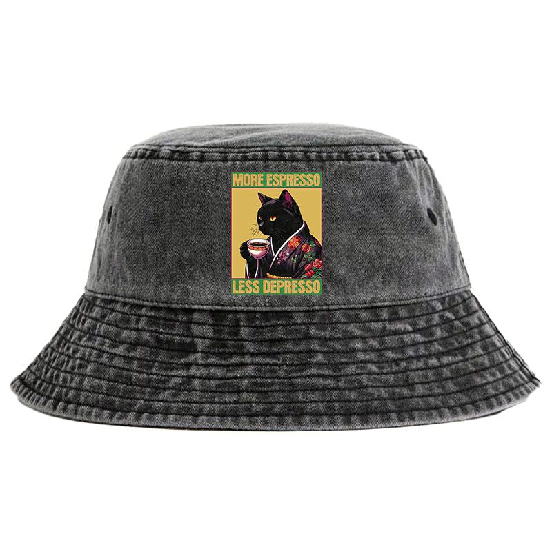 Kyoto-Lion Up Caffeine Down Depression Washed Bucket Hat