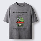 Japanese Style Frog Mushroom Washed T-Shirt