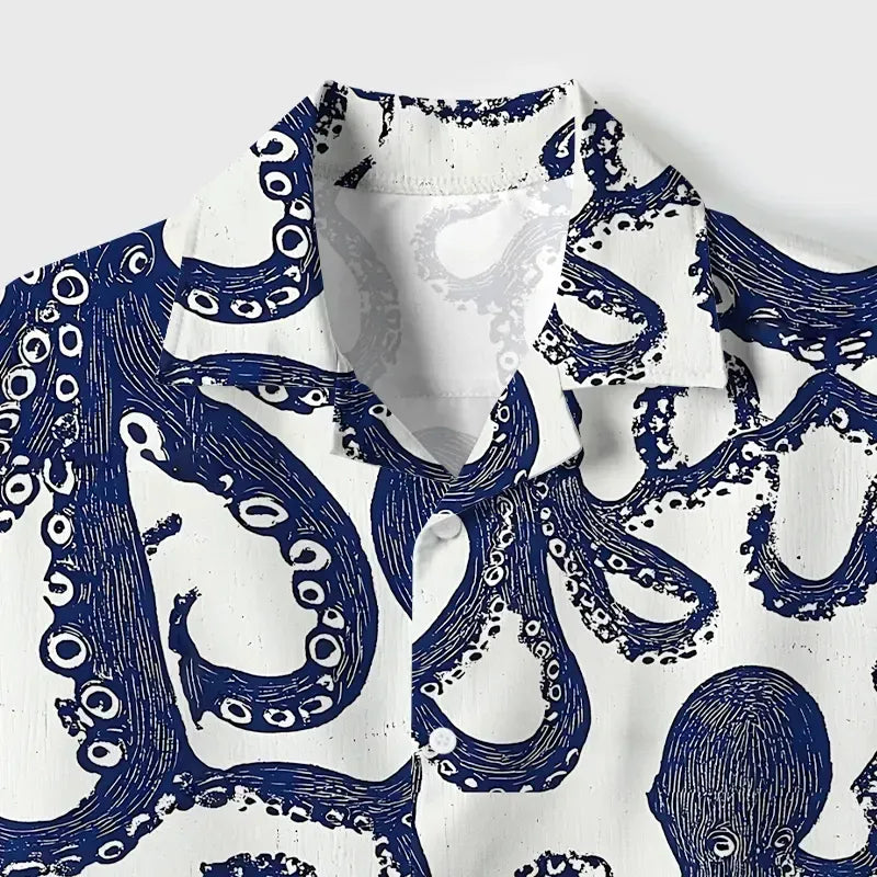 Japanese Octopus Cuban Shirt for Summer