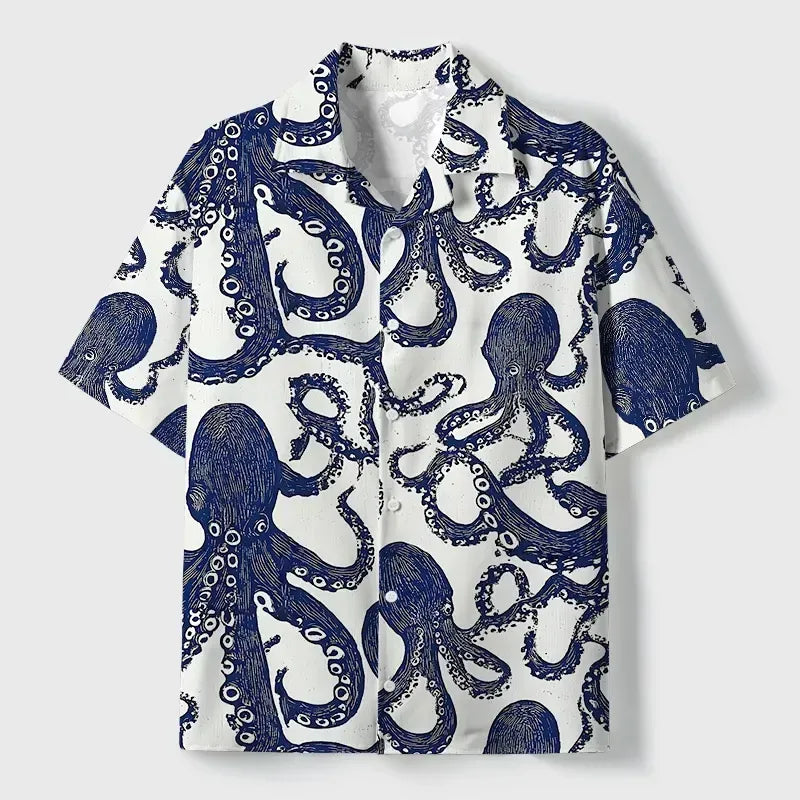 Ukiyo-e Ocean Octopus Shirt for Streetwear