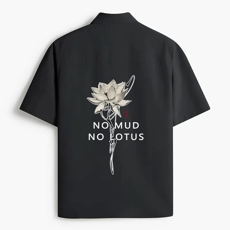 Kyoto-Lion Japanese Zen Lotus Work Shirt
