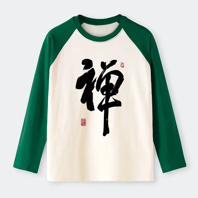 Japanese Kanji Raglan Long Sleeve T-Shirt
