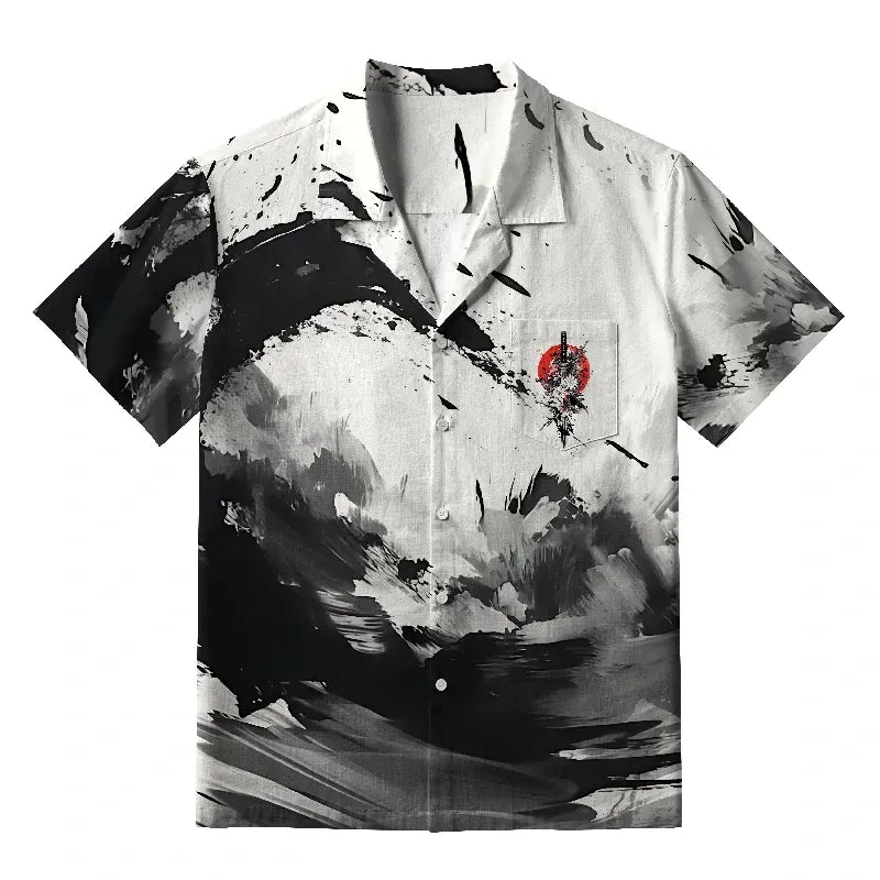 Traditional Ink Wave Shirt for Beach