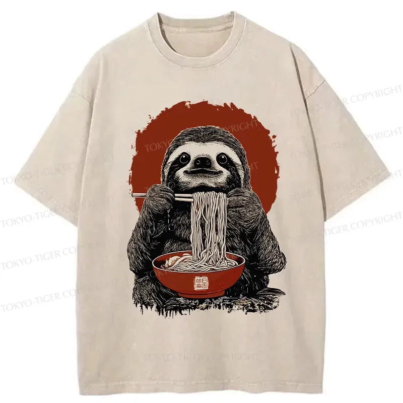 Kyoto-Lion Ramen Lover Sloth Washed T-Shirt