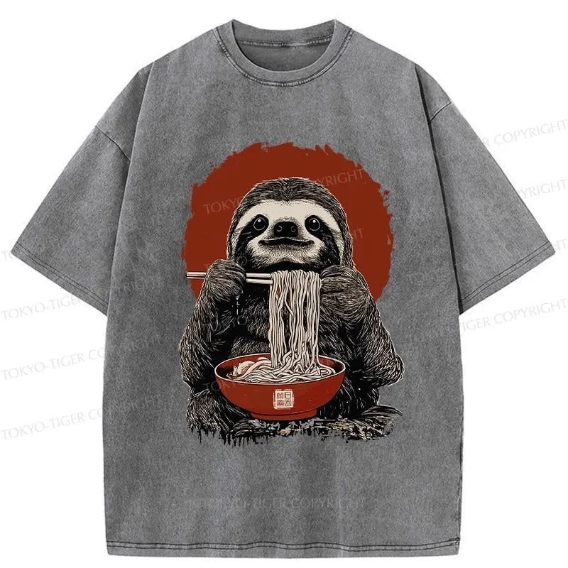 Washed unisex sloth tee for daily wear